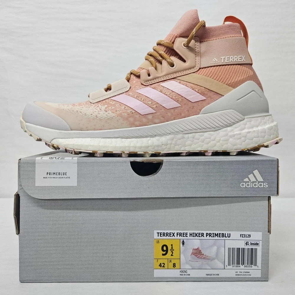 Adidas Terrex Free Hiker Primeblue Hiking Shoes FZ3129 Pink Tan Women's Size 9.5